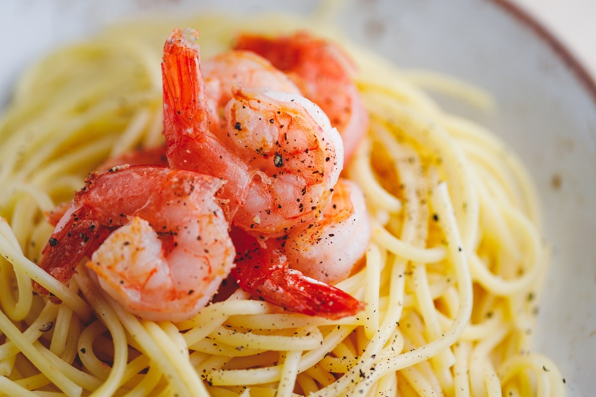 Pasta with Roasted Shrimp & Anchovy Sauce