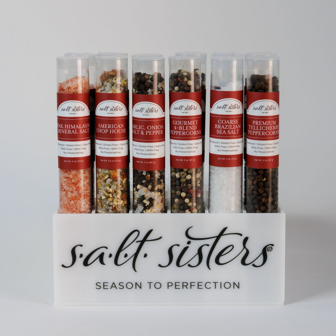 DIS36-G Tube Display with Peppercorns, Salts & Blends (Wholesale)